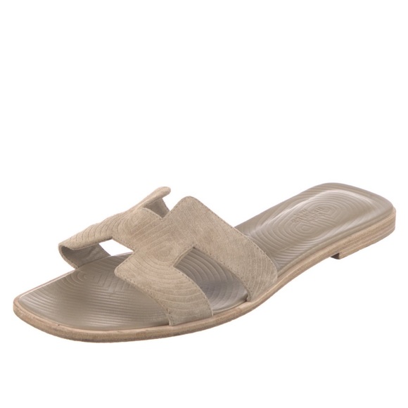 Hermès Chaîne d'Ancre Insignia Suede Slides Size 40.5
